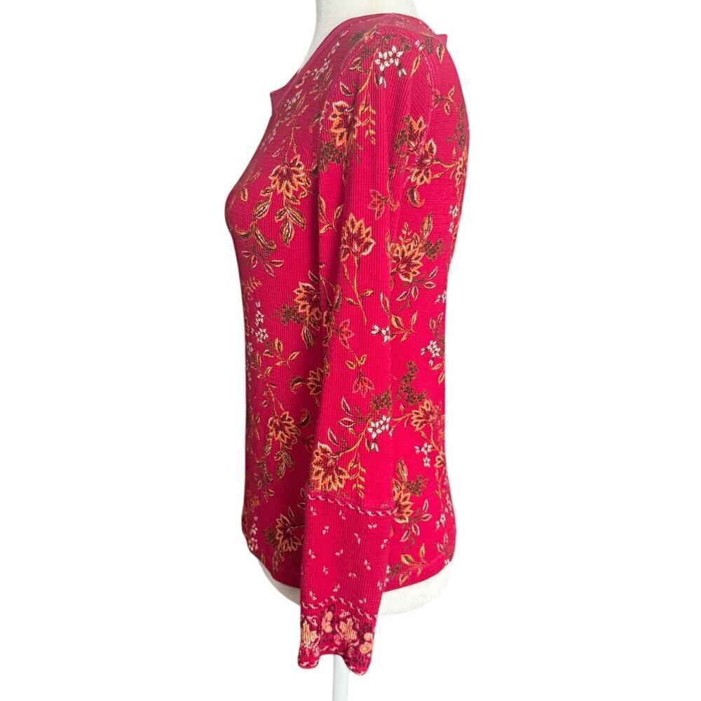 Sundance Loretta Floral Thermal Tee Velvet Cuffs Boho Cottagecore Petite Medium - Picture 3 of 6